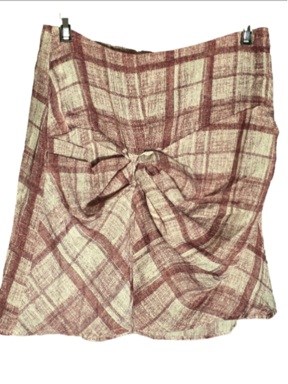 Women's The Fifth Label Plaid Mini Skirt Maroon Beige Size 6 autumn fall preppy
